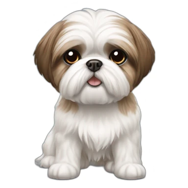 white and brown shih tzu in short hair sticker