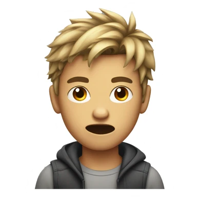 Angry 14-year-old boy with side-swept hair sticker