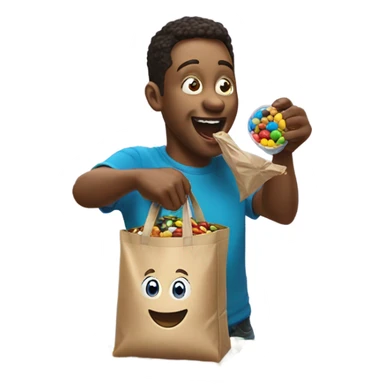 Man downing a bag of eminems  sticker