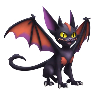 Cool Edgy Bat-Cat-Noivern-Noibat-Litten-Pokémon-Fakémon-hybrid Full Body sticker