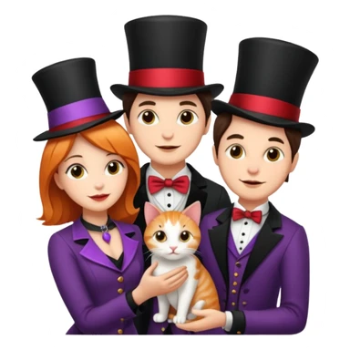 magician couple and their pet cat sticker
