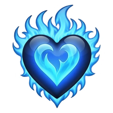 Black heart with blue flames sticker