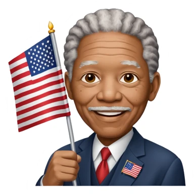 morgan freeman holding an american flag sticker