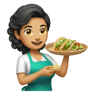 Mexican woman cooking tacos sticker