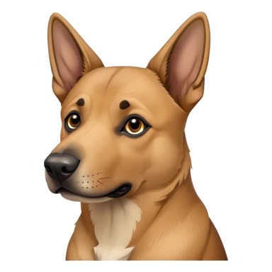 German shepherd/pit bull mixed dog with ears down and a white tip on his black tail sticker