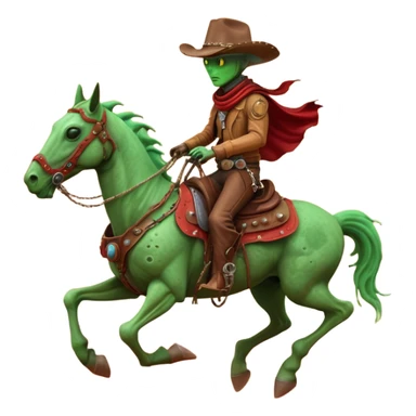 An alien cowboy riding a mechanical horse across a red Martian desert, two moons in the sky, dust storm swirling, wide cinematic shot, dramatic composition, hyper detailed, sci-fi western fusion sticker