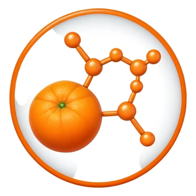 orange with vitamin C molecule sticker