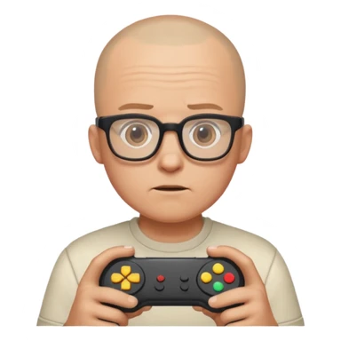 Homme qui joue à la console avec des lunettes et crâne raser sticker
