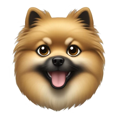 Create a pomeranian emoji in black tan coloring sticker