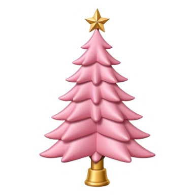 pastel pink christmas tree with red ornaments and star on top sticker