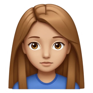 Fille châtain raie au milieu cheveux long et yeux marron et peau beige cheveux lisse pas de4iere les oreilles  sticker