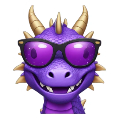 purple dragon with sunglasses and stars sticker