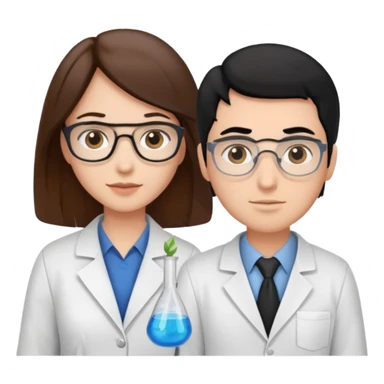 cientifica con cabello marrón y otra con cabello negro que sean blancas sticker