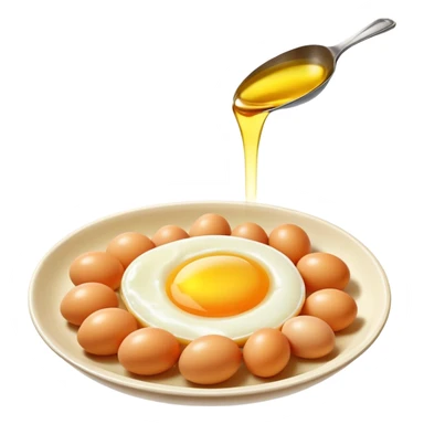 Chicken, cod liver oil, and egg yolks surrounded by a gentle golden radiance symbolizing vitamin A. The foods float in a pleasant arrangement with a subtle glow showing their nutritional benefits. sticker