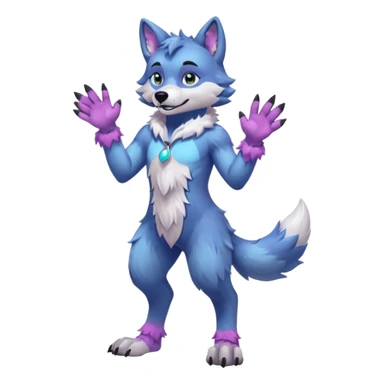 anthropomorphic anthro kawaii cute colorful shiny pastel furry wolf-fursona-fursuit furry  (2 legs, 2 arms) (full body) (shoulder bust) (half body) sticker