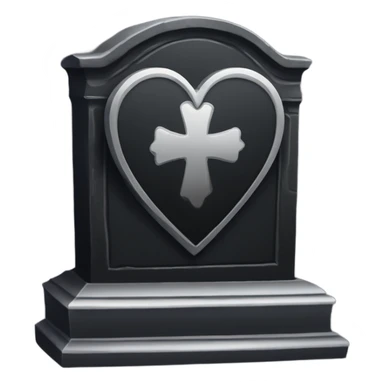 a black tombstone with the inscriptions in silver RIP  silver heart in the center sticker