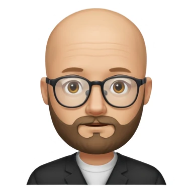 Bald white man with glasses and beard sticker