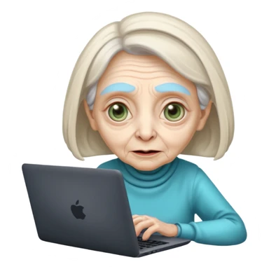 old lady alien with only gaming laptop. sticker