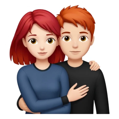 Red haired girl with black hair boy romance sticker
