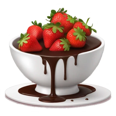bowl of strawberries with ribbons of warm chocolate sauce actively being poured over them  sticker