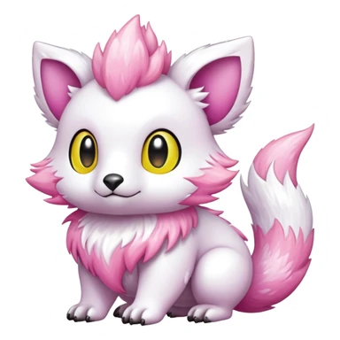 Shiny epic glittery white yellow pink animal-fakemon-creature sticker