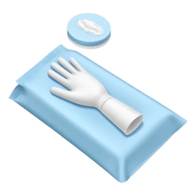 disposable gloves, cotton pads and swabs lying on a table sticker