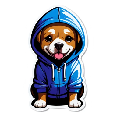 Dog wearing a hoodie sticker