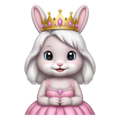 Bunny emoji + tiara + pink dress + happy sticker