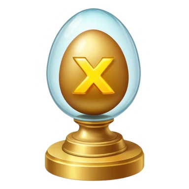 A trophy egg in a glass cube
— Like in a museum or a safe, with an "x?" glowing on it — evokes a sense of rarity and exclusivity. Like, "Not everyone can get here." sticker