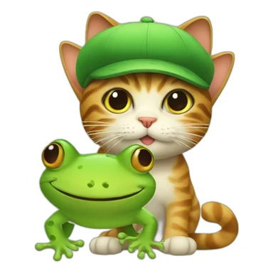 a cat with a frog hat sticker