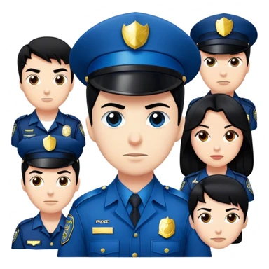 black hair white skin police officer with a group of avengers sticker