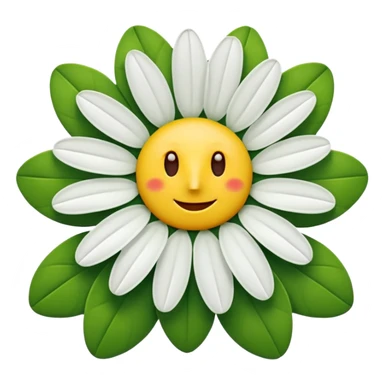 A fifteen-petalled daisy with green, red and white petals and a yellow centre.
Only the face of the daisy should be visible. sticker