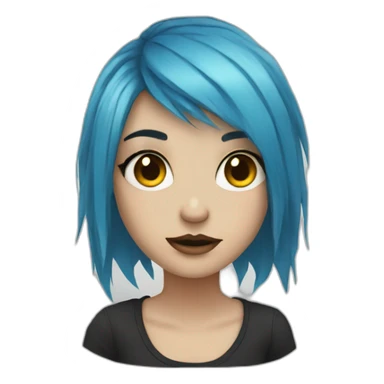 Emo girl with choppy blue hair and hazel eyes sticker