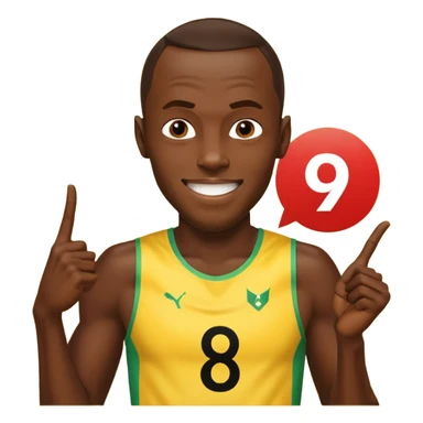 usain bolt with a pannel behind him with 9.58 behind him sticker