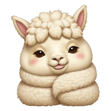 Meme-Worthy Cute Sleeping Cream Alpaca Portrait Emoji, Head resting peacefully with a contented smile, showcasing a delightfully robust build and a luxuriously soft cream fleece, eyes shut in a serene nap, Simplified yet hilariously adorable features, highly detailed, glowing with a soft, drowsy light, high shine, relaxed and utterly lovable, stylized with an air of playful laziness, bright and heartwarming, soft glowing outline, capturing the essence of a comically sleepy alpaca, so meme-worthy it feels like it could instantly become the next viral sensation of adorable slumber! sticker