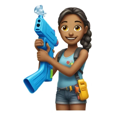girl smiling with watergun  sticker