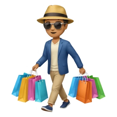 man walking with shopping bags sticker