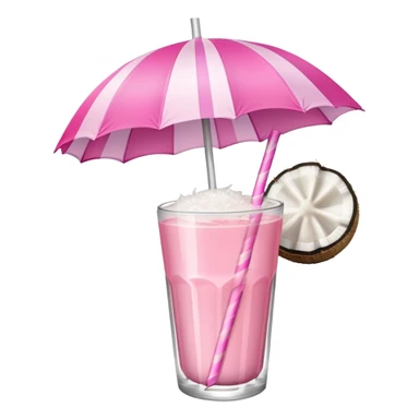 coconut drink with pink umbrella and a pink line straw sticker