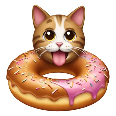 cat eating donut sticker
