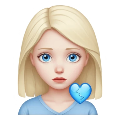 blue eyed girl with broken heart sticker