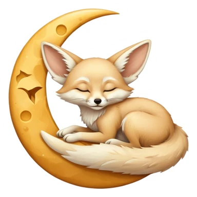 fennec sleeping on a moon sickle  sticker