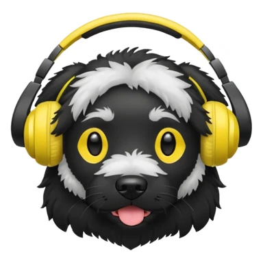 black dog wearing yellow headphones sticker