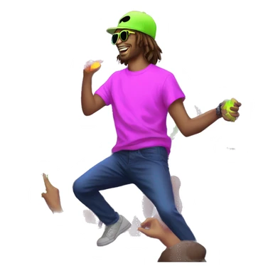 420 Rave party dancing neon smoking sticker