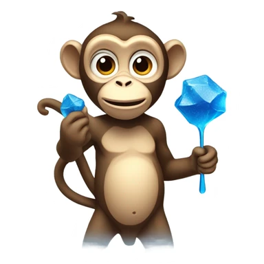 monkey lighting blue rock candy in a spoon for fun! sticker