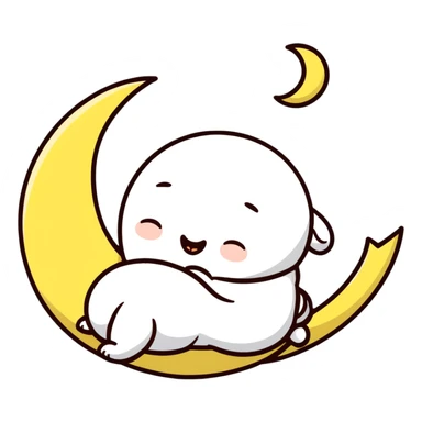 cute sleeping moon with nightcap and snoring sticker