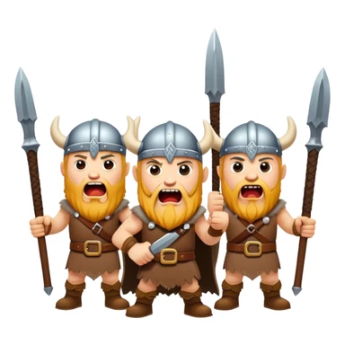 three Vikings are screaming, weapons in their hands
realistic sticker