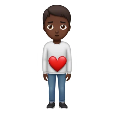 hazme un emoji en que puedas poner el cuerpo completo de una persona que esta triste (su cara) y con el corazón roto sticker