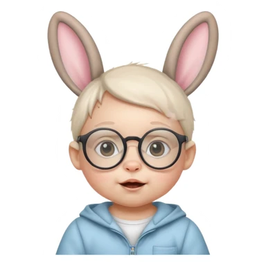 bunny ear wearing small baby spectacled sticker