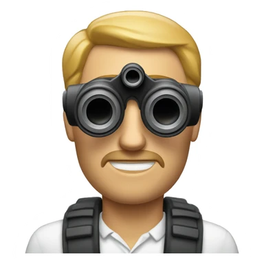 white Man with binoculars sticker
