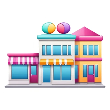 three separate beauty salon buildings connected with lines sticker